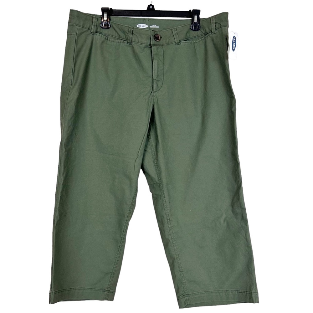 Old Navy high rise secret slim army green crop pants 18 short NWT